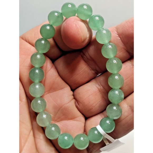 GREEN AVENTURINE STRETCHY ROUND 8mm BRACELET NAT. STONE w/ FREE FELT POUCH-B809 - Picture 7 of 14
